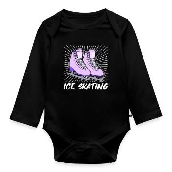 Eislaufen Eishockey Snowboard Wintersport Eis - Baby Bio-Langarm-Body - Schwarz - Vorne
