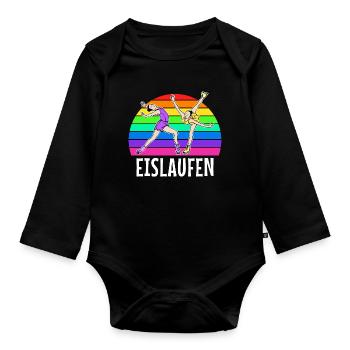 Schifahrer Eislaufen Eishockey Wintersport Kalt - Baby Bio-Langarm-Body - Schwarz - Vorne
