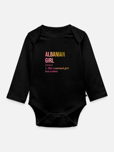 Albanien, Albanien, Albanien - Baby Bio-Langarm-Body - Schwarz