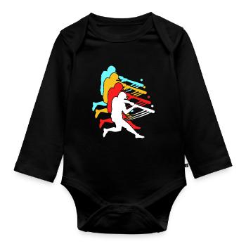 Baseball - Baby Bio-Langarm-Body - Schwarz - Vorne
