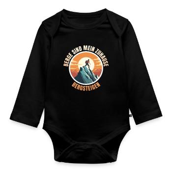Berge sind mein Zuhause - Baby Bio-Langarm-Body - Schwarz - Vorne