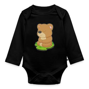 Bär Yoga Fitness Meditation - Baby Bio-Langarm-Body - Schwarz - Vorne