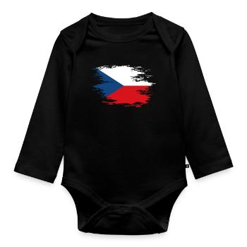 Drapeau de la République tchèque utilisé design - Body Bébé bio manches longues - noir - Devant