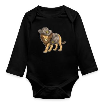 Chapeau du shérif Lion - Body Bébé bio manches longues - noir - Devant