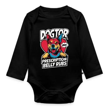 Pop Art Dogtor Prescription: Belly Crawl! - Organic Longsleeve Baby Bodysuit - black - Front