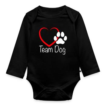 Team Dog mit Herz - Baby Bio-Langarm-Body - Schwarz - Vorne