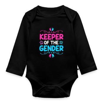 Gender Reveal Babyshower - Baby Bio-Langarm-Body - Schwarz - Vorne