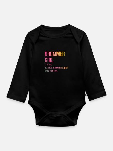Drummer Drummer Drummer - Organic Longsleeve Baby Bodysuit - black