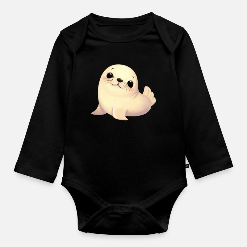 Phoque - Body Bébé bio manches longues - noir