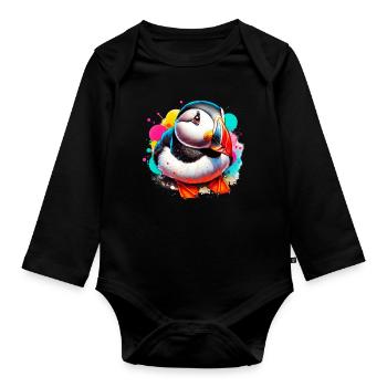 Puffin - Organic Longsleeve Baby Bodysuit - black - Front