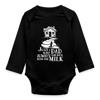 Juste un papa qui revenait toujours avec le lait - Body Bébé bio manches longues - noir - Devant