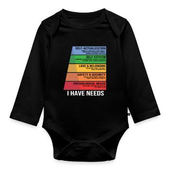 School psychologist, psychologist, psychotherapist - Organic Longsleeve Baby Bodysuit - black - Front
