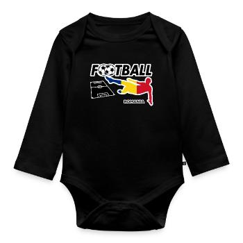 Fußball Fieber Rumänien - Baby Bio-Langarm-Body - Schwarz - Vorne