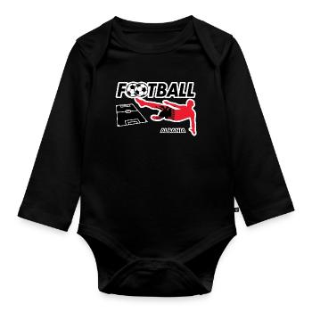 Fußball Fieber Albanien - Baby Bio-Langarm-Body - Schwarz - Vorne