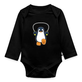 Fitness à la corde à sauter Penguin - Body Bébé bio manches longues - noir - Devant