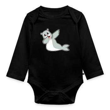 Seal Hip Hop Dance - Organic Longsleeve Baby Bodysuit - black - Front