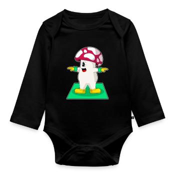 Mushroom Yoga Fitness Gymnastique - Body Bébé bio manches longues - noir - Devant