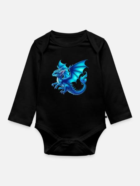 Drache - Baby Bio-Langarm-Body - Schwarz