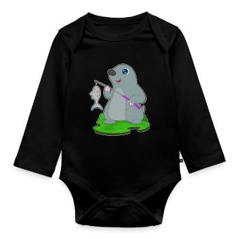 Pêche au poisson-taupe - Body Bébé bio manches longues - noir - Devant