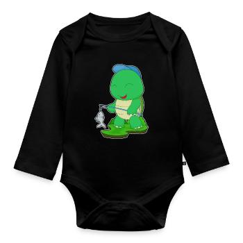 Pêche au poisson tortue - Body Bébé bio manches longues - noir - Devant