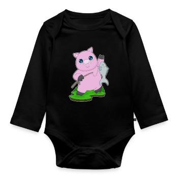 Pêche au poisson pêcheur cochon - Body Bébé bio manches longues - noir - Devant
