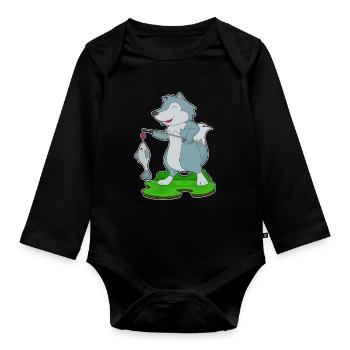 Pêche au poisson pêcheur loup-loup - Body Bébé bio manches longues - noir - Devant