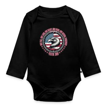 4 JUILLET, UN DRAPEAU, UN CŒUR ET UNE NATION, PATRIOTE - Body Bébé bio manches longues - noir - Devant