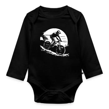 Mountain Bike Graphics - Organic Longsleeve Baby Bodysuit - black - Front
