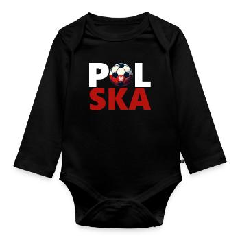 Polnischer Fußball - Baby Bio-Langarm-Body - Schwarz - Vorne