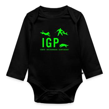 IGP Hundesport - Gruen - Baby Bio-Langarm-Body - Schwarz - Vorne