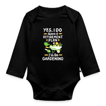 Garten Gartenarbeit Pflanzen - Baby Bio-Langarm-Body - Schwarz - Vorne