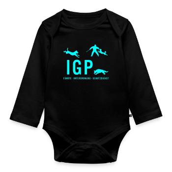 IGP Hundesport - Türkis - Baby Bio-Langarm-Body - Schwarz - Vorne