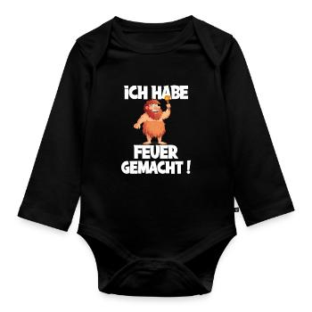 Ich hab Feuer gemacht für alle Männer - Baby Bio-Langarm-Body - Schwarz - Vorne