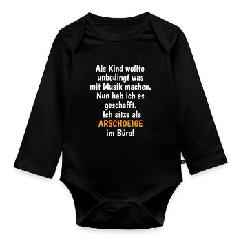 Als Kind wollte ich unbedingt was mit Musik machen - Baby Bio-Langarm-Body - Schwarz - Vorne