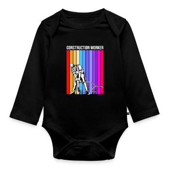 Construction worker construction site - Organic Longsleeve Baby Bodysuit - black - Front