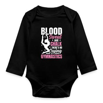 Sweat Chalk There's No Crying in Gymnastics - Baby Bio-Langarm-Body - Schwarz - Vorne