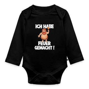 Ich hab Feuer gemacht für alle Männer - Baby Bio-Langarm-Body - Schwarz - Vorne