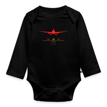Start und Landebahn - Baby Bio-Langarm-Body - Schwarz - Vorne