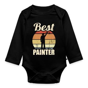 Bester Maler - Baby Bio-Langarm-Body - Schwarz - Vorne