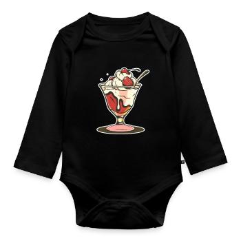 Ice cream sundae Drawing - Organic Longsleeve Baby Bodysuit - black - Front