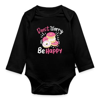 Donut inspirierend - Baby Bio-Langarm-Body - Schwarz - Vorne