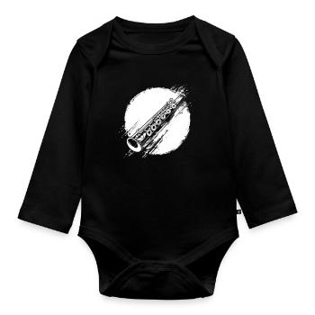 Flute Graphic - Organic Longsleeve Baby Bodysuit - black - Front