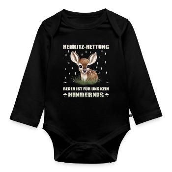 Sauvetage des faons - Body Bébé bio manches longues - noir - Devant