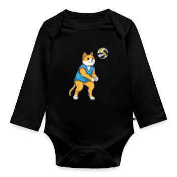 Chat Joueur de volley-ball Volley-ball - Body Bébé bio manches longues - noir - Devant