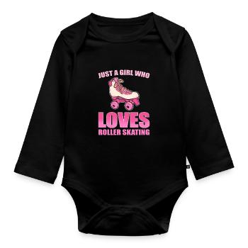 Roller Skating Roller Skates Inline Skates Girls - Organic Longsleeve Baby Bodysuit - black - Front