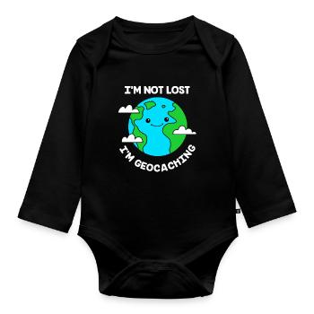 Geocaching Geocache Geocacher - Organic Longsleeve Baby Bodysuit - black - Front