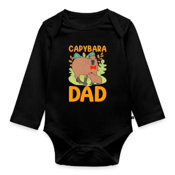 Capybara Papa Capy - Organic Longsleeve Baby Bodysuit - black - Front