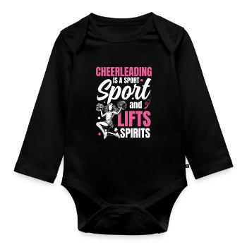 Cheerleading a Sport Tumbles and Lifts Spirits - Baby Bio-Langarm-Body - Schwarz - Vorne