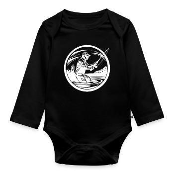 Fishing Drawing - Organic Longsleeve Baby Bodysuit - black - Front