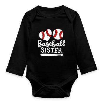 Baseball Baseballspieler Schwester - Baby Bio-Langarm-Body - Schwarz - Vorne